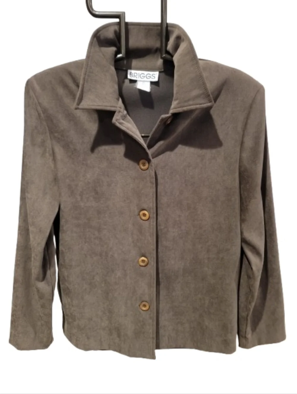 Briggs New York Faux Suede Shirt Jacket Moss Green Medium
